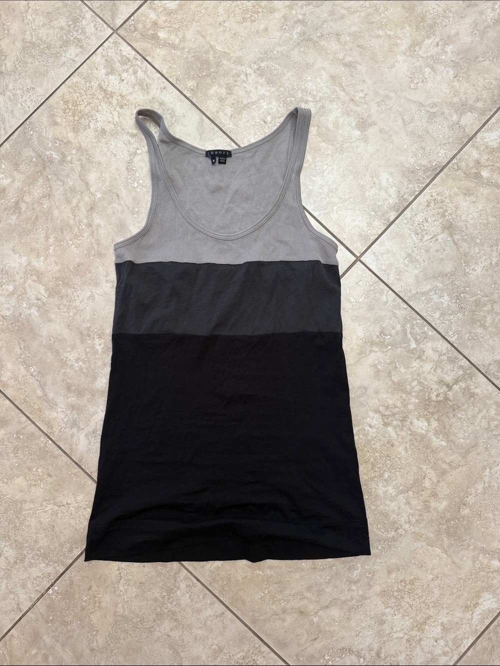 Theory Gray and Black Colorblock Tank, Like new